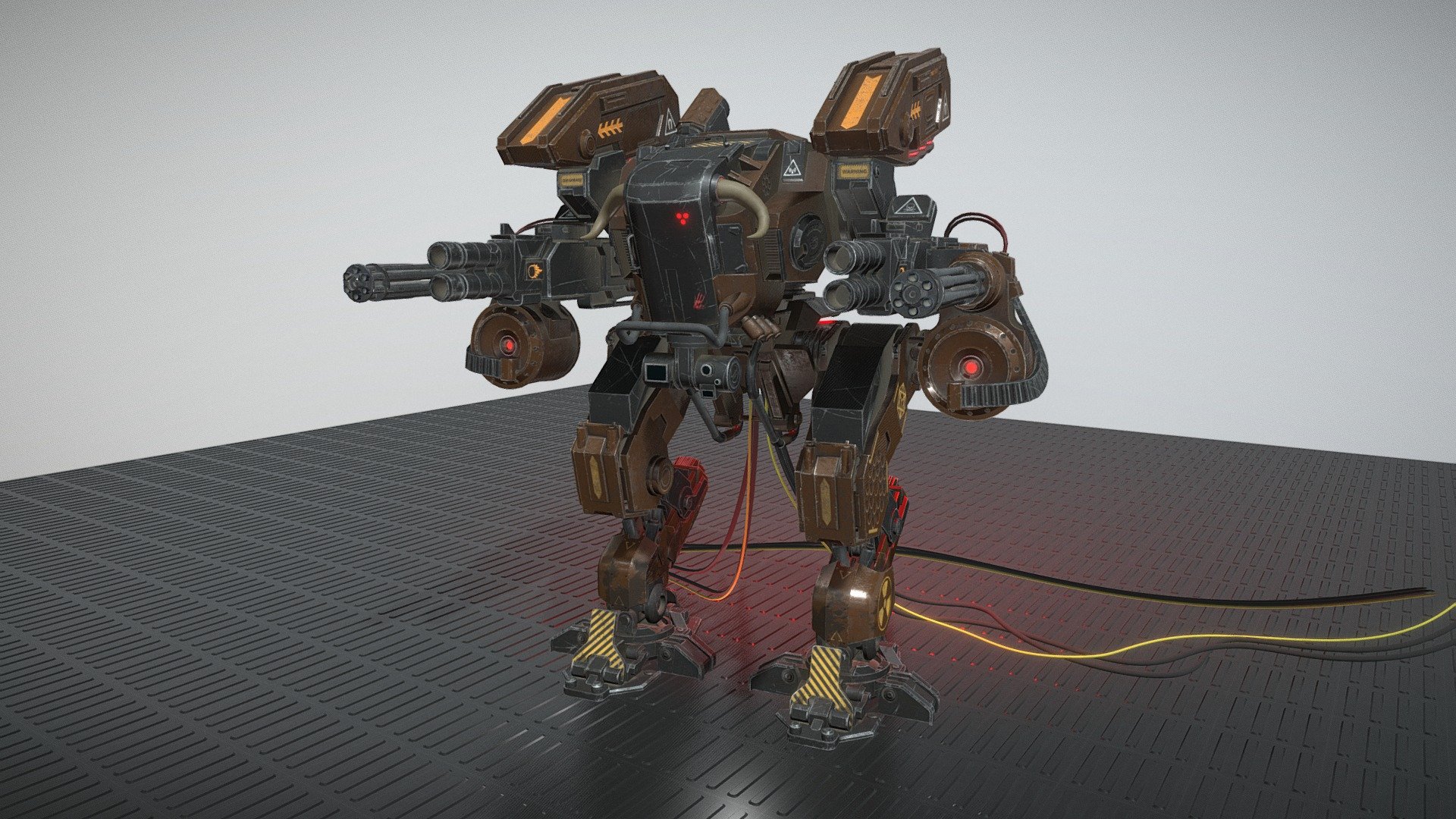 Combat robot
Serial number: AP2304-28
Height: 21.06 feet / 6.42 meters
Weight: 6.5 tons 
This prototype was created to destroy infantry and small and medium-sized vehicles - Robot-Bull - 3D model by propavel171092 3d model