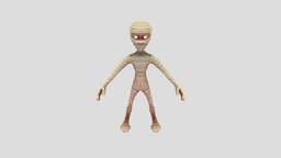 3D mummy very low poly mummy, mobilegames, mobile-ready