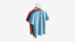 Clothing Classic V-neck Men T-shirts on Hanger short, tshirt, shirt, hanging, new, classic, mockup, color, fabric, casual, hanger, stack, cotton, sleeve, apparel, 3d, pbr, man, shop, vneck