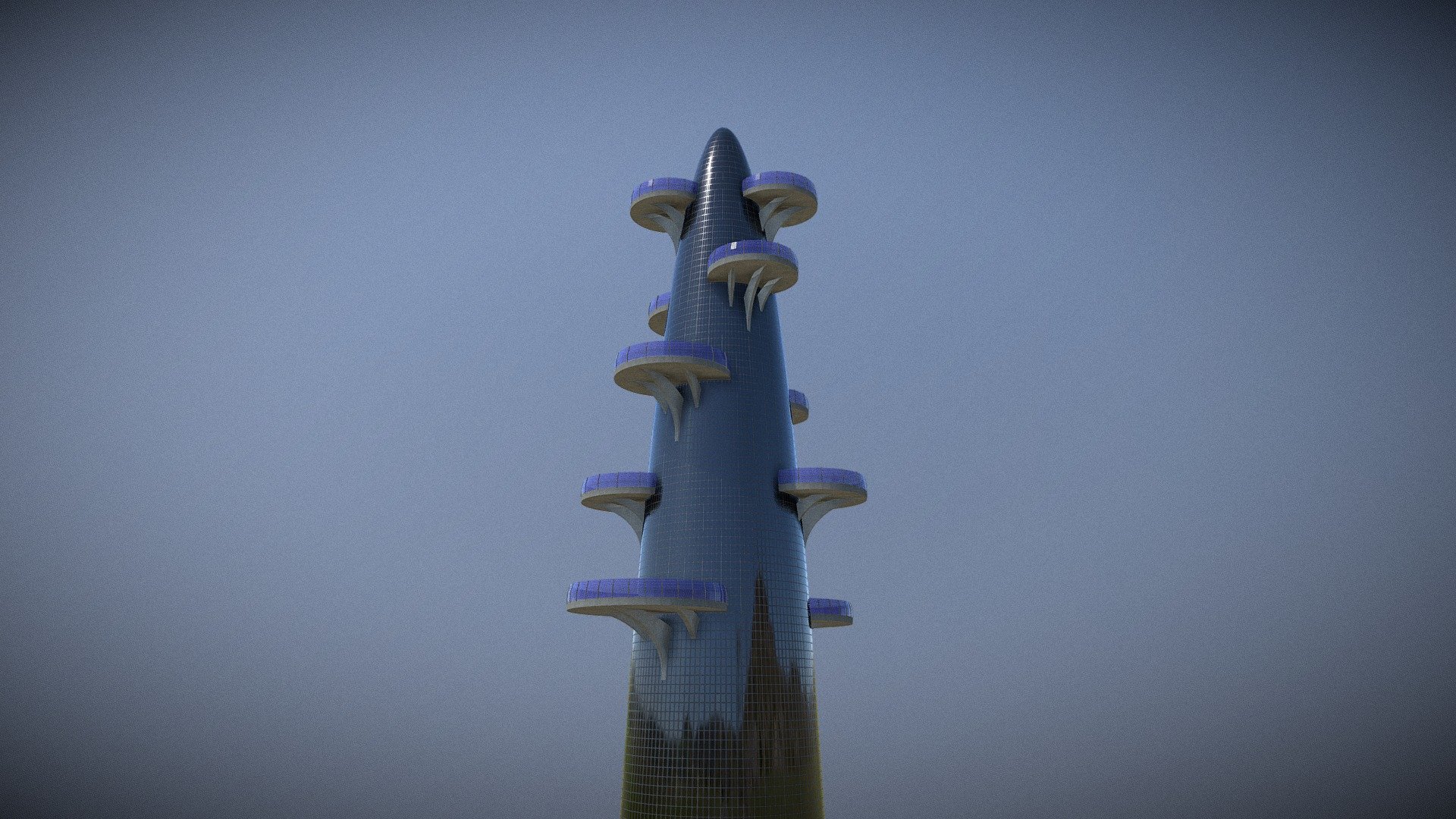 Sci-Fi Building - Adansonia Tower

Created to be integrated in the game &ldquo;CitiesSkylines