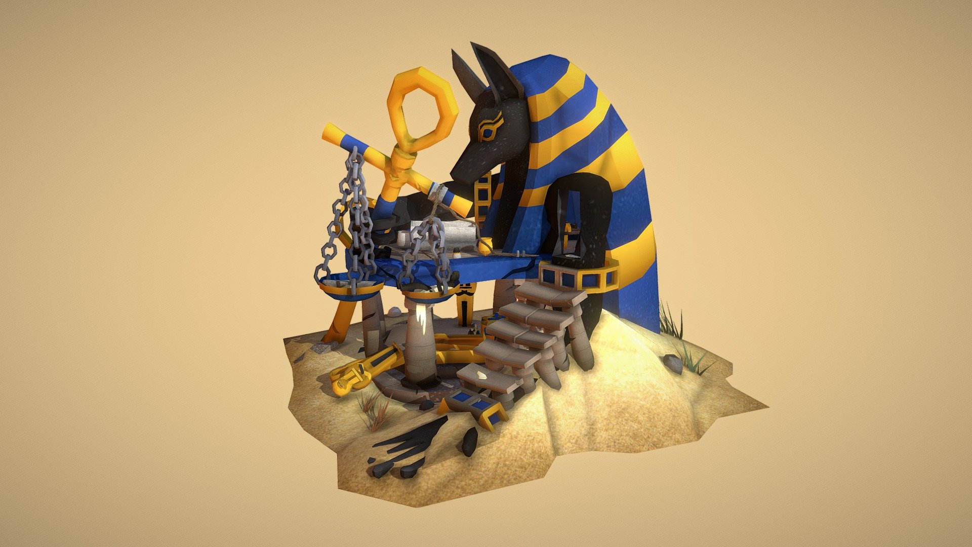 Set in Ancient Egypt, an embalmer's workshop created in the image of the god of the dead Anubis - Final Assignment: embalmer's workshop - 3D model by HaoArts01 3d model