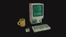 Aesthetic Low Poly Computer Station prop, handpaint, 3dcoat, props-assets, props-game, maya, low-poly, photoshop, lowpoly, hand-painted, handpainted-lowpoly
