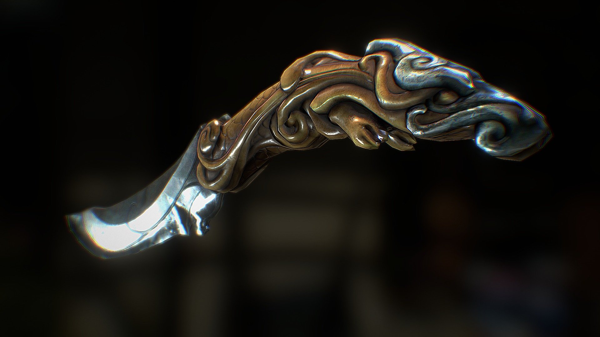 A dagger to be included in my asset pack.  Kind of&hellip; designed it as I went 3d model