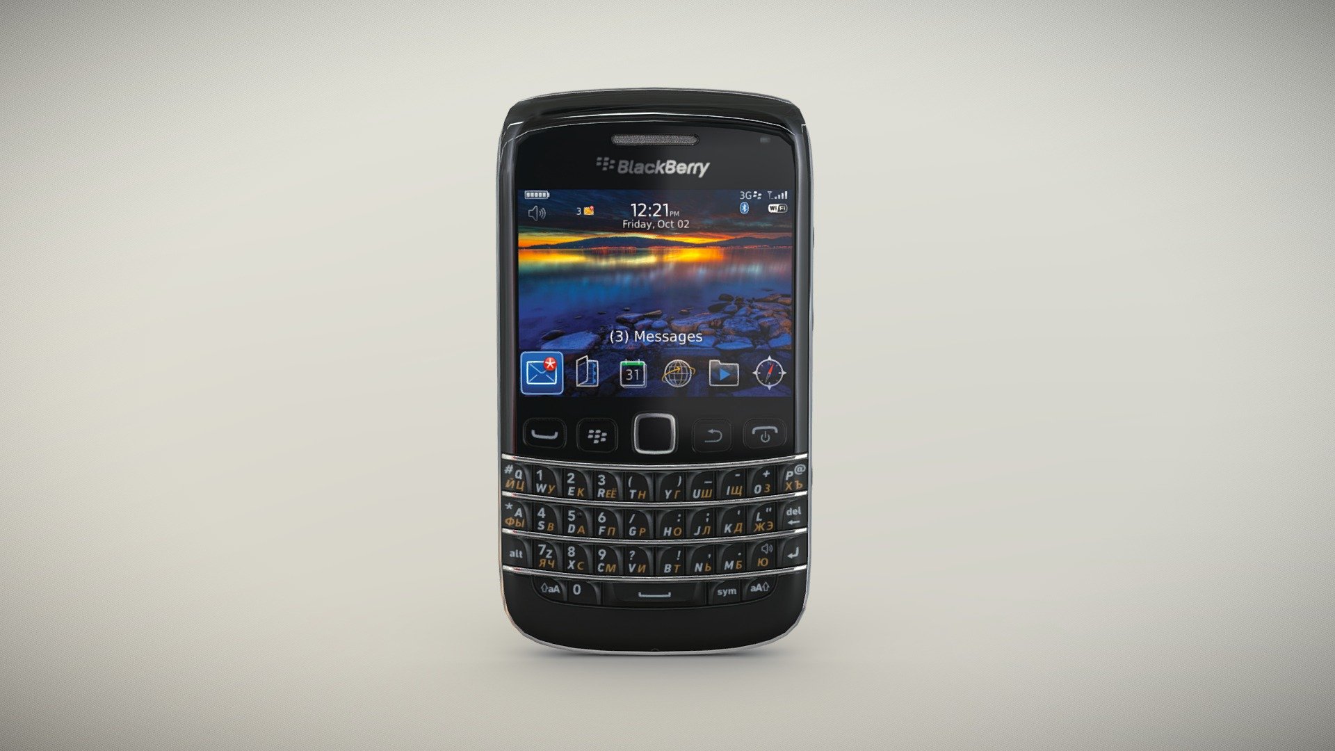 •   Let me present to you high-quality low-poly 3D model BlackBerry Bold 9790 Black. Modeling was made with ortho-photos of real phone that is why all details of design are recreated most authentically.

•    This model consists of one mesh, it is low-polygonal and it has only one material.

•   The total of the main textures is 5. Resolution of all textures is 2048 pixels square aspect ratio in .png format. Also there is original texture file .PSD format in separate archive.

•   Polygon count of the model is – 2000.

•   The model has correct dimensions in real-world scale. All parts grouped and named correctly.

•   To use the model in other 3D programs there are scenes saved in formats .fbx, .obj, .DAE, .max (2010 version).

Note: If you see some artifacts on the textures, it means compression works in the Viewer. We recommend setting HD quality for textures. But anyway, original textures have no artifacts 3d model