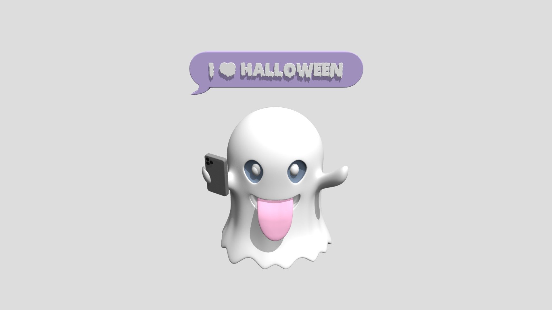 Funny Ghost with iPhone and text bubble 3d model