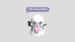 Funny Ghost with iPhone and text bubble.