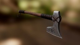 axe viking, medieval, coldweapon, dowloadable, substancepainter, weapon, blender, axe