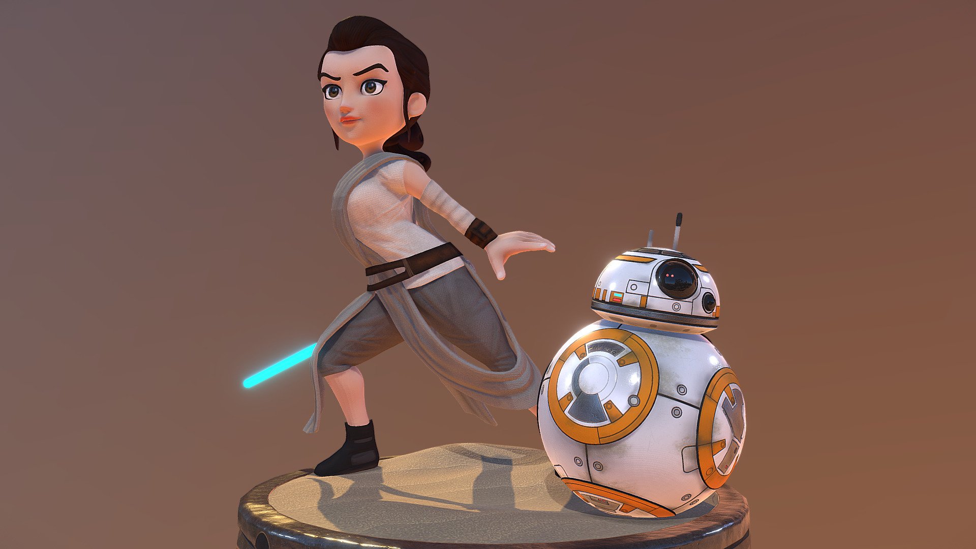 Modeled in Zbrush and 3dsMax - Rey & BB-8 - Buy Royalty Free 3D model by Anderson Barges (@evilschool) 3d model