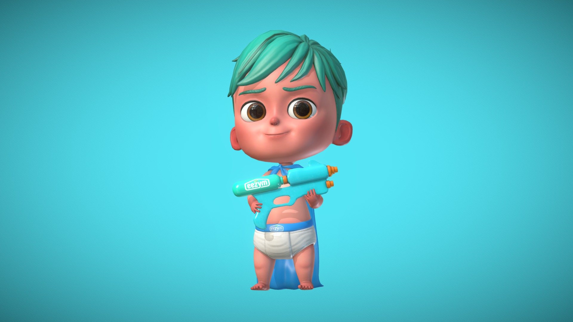 Here's a fun character I designed for client as a mascot.
I tried to use as much inspiration from Pixar and Disney styles as I could.
The Super Baby was one of the first characters I did using the comlete game art pipeline, and it taught me a great deal! - Super Baby - 3D model by braianlc 3d model