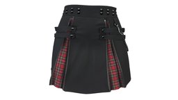 Female Mini Black Punk Skirt mini, school, steampunk, punk, fashion, girls, skirt, womens, decorated, chains, kilt, pleats, pleated, pbr, low, poly, female, black