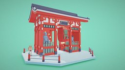 Kaminarimon red, japan, rigging, people, rig, villager, lowpolymodel, japanese-style, unity, unity3d, asset, game, 3d, art, lowpoly, mobile, building, kaminarimon