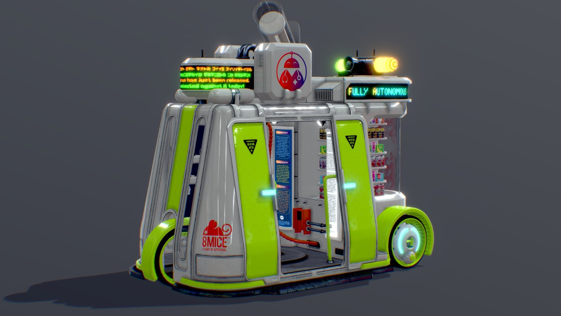 Not just an ambulance:  part vending machine, part futuristic mobile hospital capable of carrying out emergency surgeries anywhere it goes.  Just don't break the rules! - Autonomous Mobile Sci-Fi Hospital - 3D model by se7en23 3d model