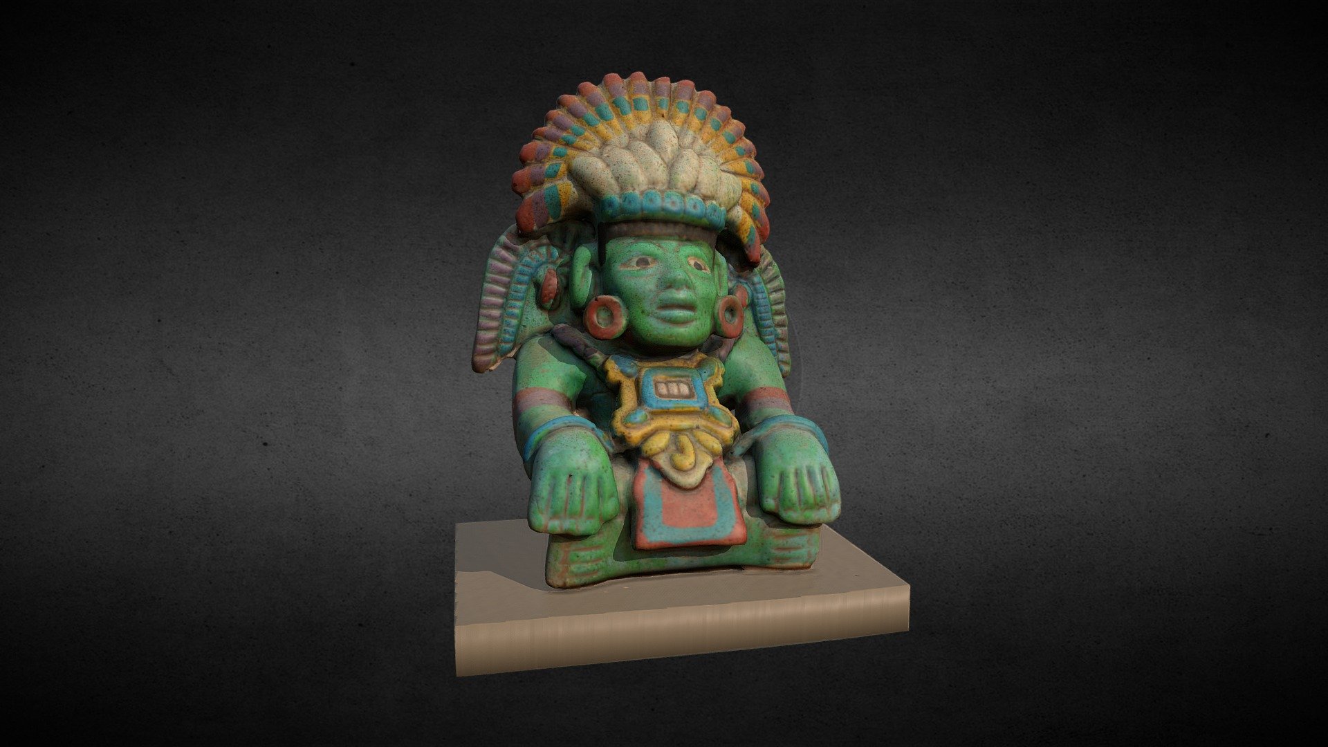 Aztec mexican small statue that my parents brought several years ago from Mexico. Also a souvenir  from my childhood.
If you like this model, check this version 3d model