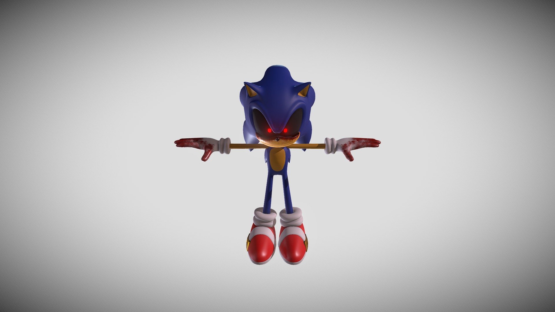 One of the most famous creepypasta, Sonic.EXE is an eldritch entity taking on the form of Sonic the Hedgehog
that sends out a haunted game disc featuring the creature killing the main Sonic characters,
eventually leading him to rip out the soul of his victim and making them his slave.
Creepypastas are horror-related legends that have been shared around the Internet.
Creepypasta has since become a catch-all term for any horror content posted onto the Internet.
These Internet entries are often brief, user-generated, paranormal stories intended to scare readers 3d model