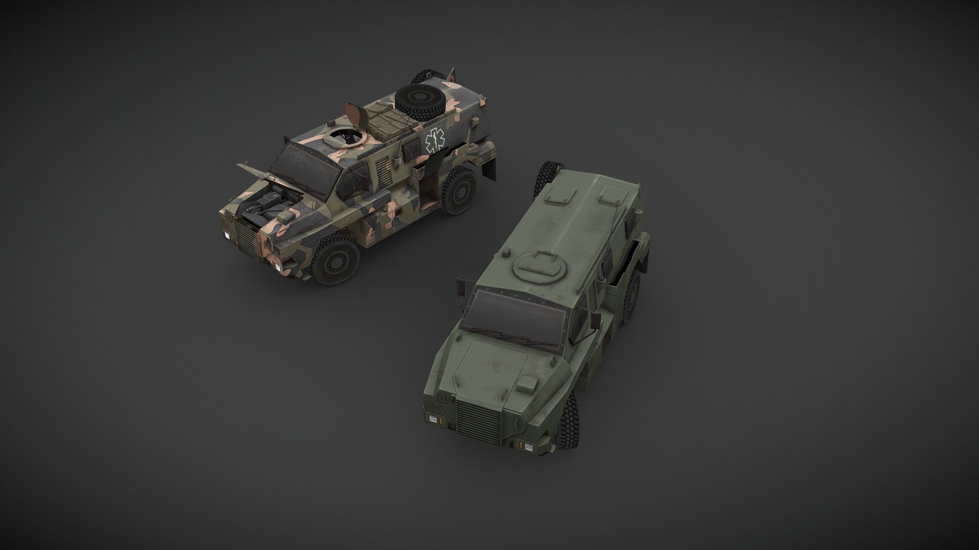 Showcase of a 1997 Australian Defence Industries Bushmaster Protected Mobility Vehicle, I’ve made for project ZOMBOID, low poly but with a high detail texture, optimized for game engine. This version is not a 100% true to the original since there are some compromises I’ve had to make to present it here.

You can find the actual version in project ZOMBOID STEAM Workshop 3d model