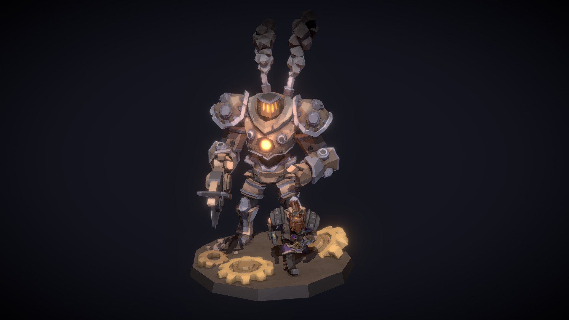 POLYGON Fantasy Rivals really pushes the scale factor to the next level. With this pack we finally have a solid set of “Bad Guys” for your next big game! - POLYGON - Fantasy Rivals: Mechanical Golem - 3D model by Synty Studios (@syntystudios) 3d model