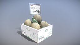 Melon Scan (Lowpoly remesh and enhancement) food, japan, retopology, watermelon, melon, grocery, remesh, lowpoly, scan, japanese, scaniverse, canteloupe