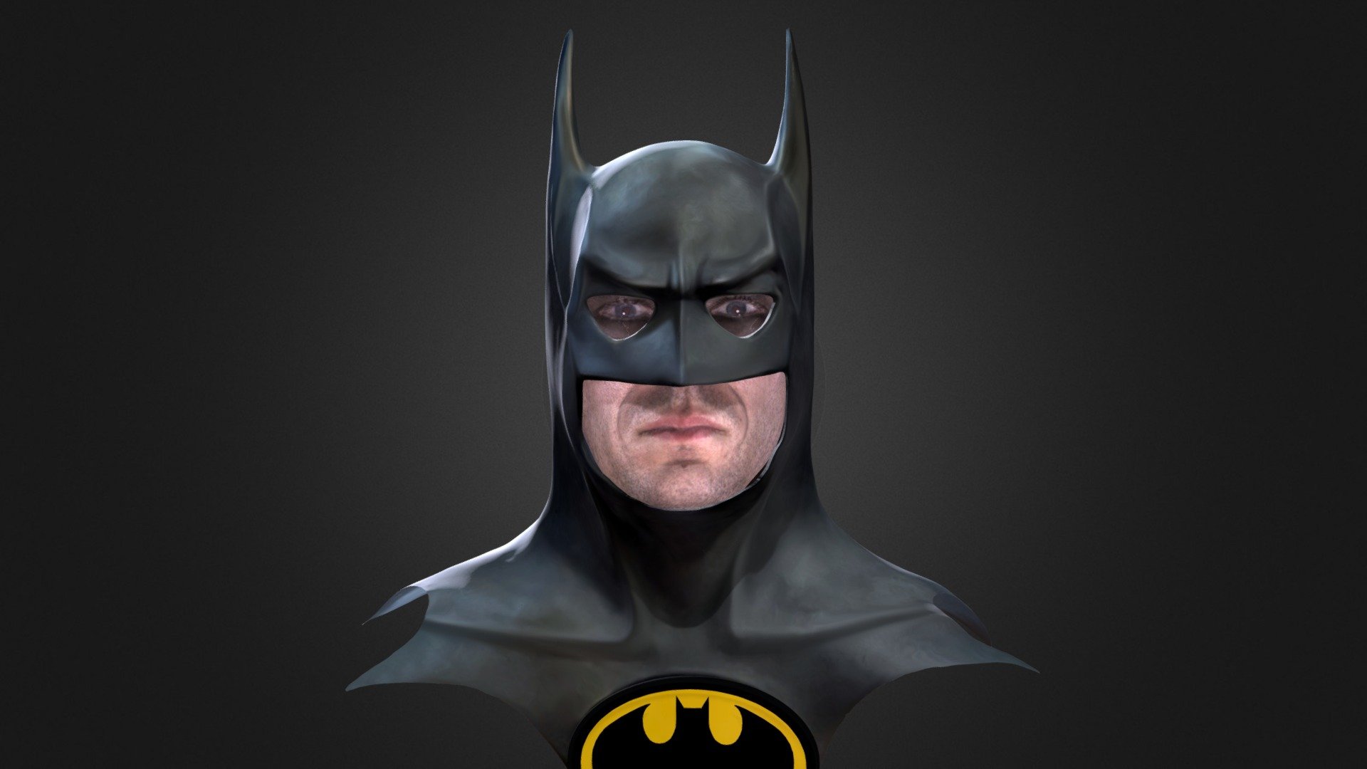 My take on classic 90's Batman. Comprising of a head rendition of me dressed as Batman. Made using a handheld scanner and blender 3d model