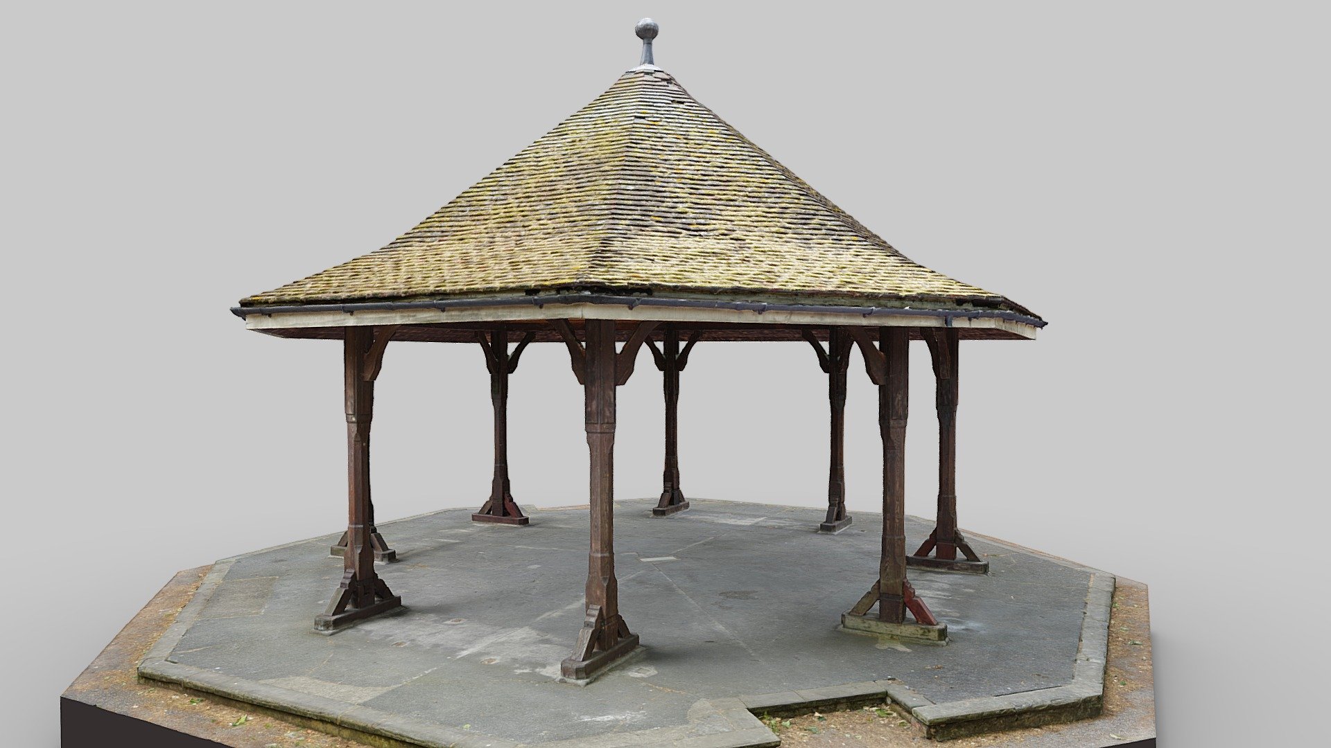 The band stand (octagonal pavilion) at the centre of Lincoln's Inn Fields, London.

1096 photos taken in June 2023 with a Sony a7R III and processed in Reality Capture.
Textures: 2 of 8192x8192 pixels diffuse 3d model