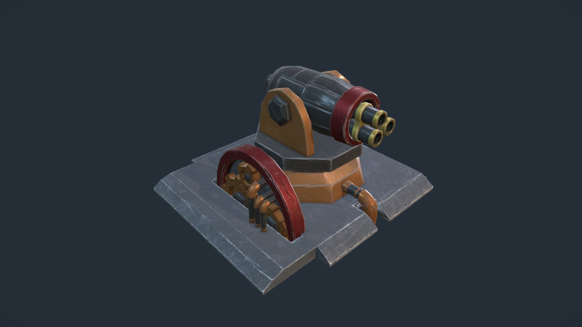 I used different techniques in this project, I start with Zbursh for the high resolution model them used I made, I made the model, textures, rigging and he made the the 3D animation, hope you like it! - Cannon Cartoon - 3D model by Sebastián Villamizar (@svdesign95) 3d model