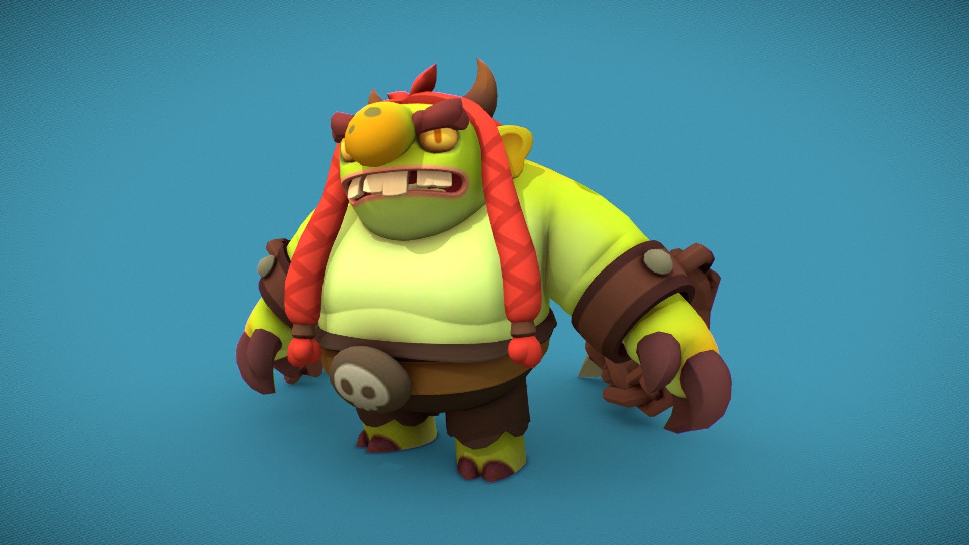 Chained Ogre boss model for mobile game “Warrior Way – One Way Story”.
Specs: 10493 vertices / 12548 triangles / 512x512 color texture - Warrior Way – ChainedOgre - 3D model by Sergey Makarich (@truemakar) 3d model