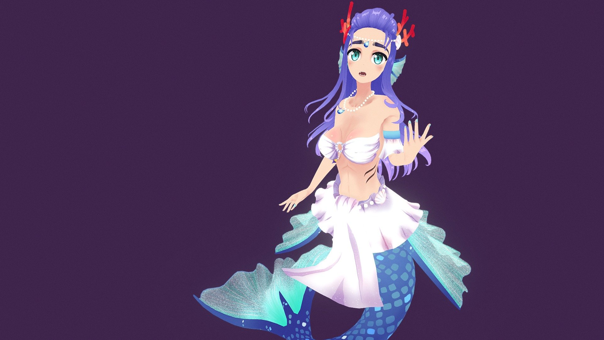 A fully rigged monster girl mermaid character for Blender

Rig Demo: https://youtu.be/7neMh9yTu5M

Features:




Fully rigged with IK FK switch

Simple Facial expression

4K cel-shading &amp; handpainted art style texture

Full body with clothes, full nude texture

Subdivision ready

Lowpoly count:




Mermaid Body - Tris: 19,588, Faces: 9,952, Verts: 10,032

Hair - Tris: 19,476, Faces: 10,016, Verts: 10,173

Cloth - Tris: 21,858, Faces: 12,099, Verts: 11,164

Note: no animation include inside this character

Create your own character: Customize Female Base Mesh-Anime Style - Monster Girl Mermaid - Buy Royalty Free 3D model by menglow 3d model