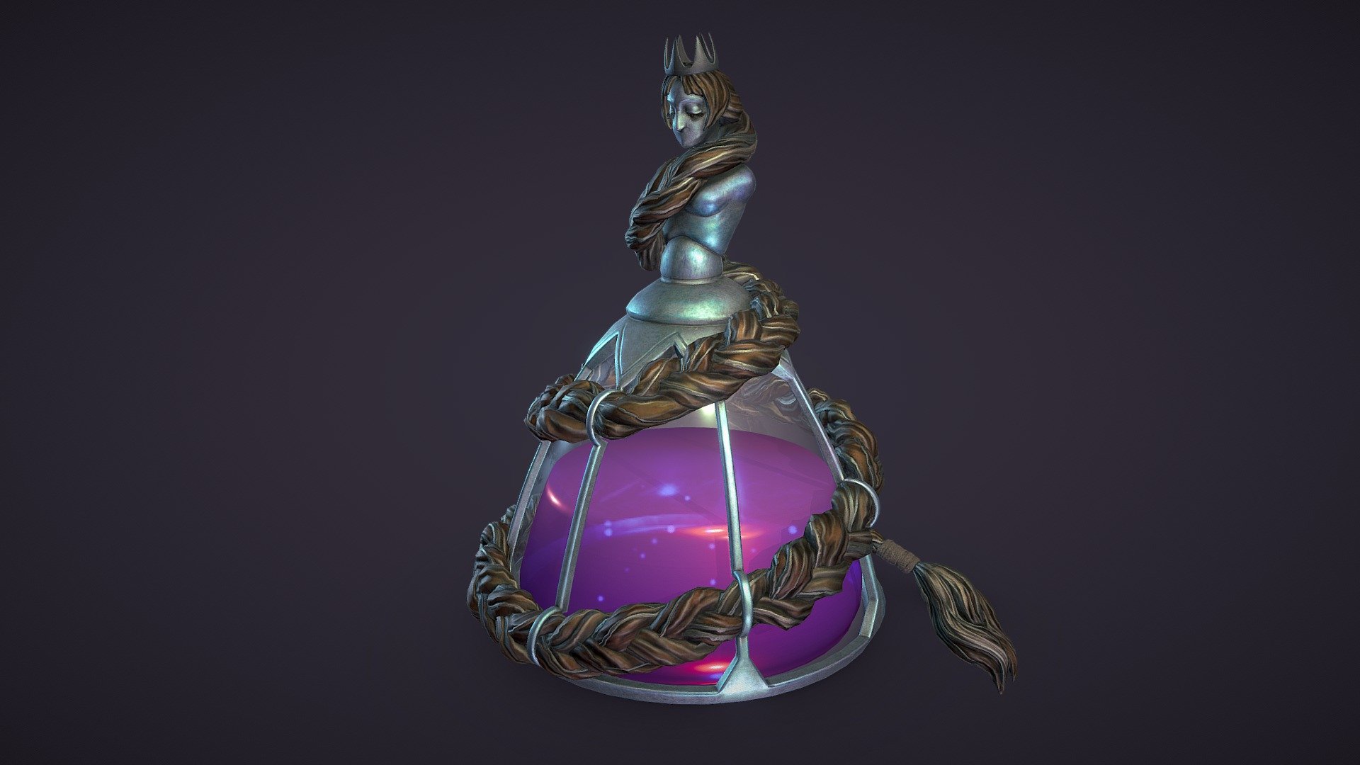 I saw this concept and totally fell in love, so I had to try it out. I liked trying out some spec/gloss textures with this project, I like how the shiny parts look! 
I used maya/ zbrush/ substance painter.

Concept art by Lada Da:
https://www.artstation.com/artwork/4mRJ8
 - Potion Bottle - 3D model by April Amalfitano (@aoiskye) 3d model