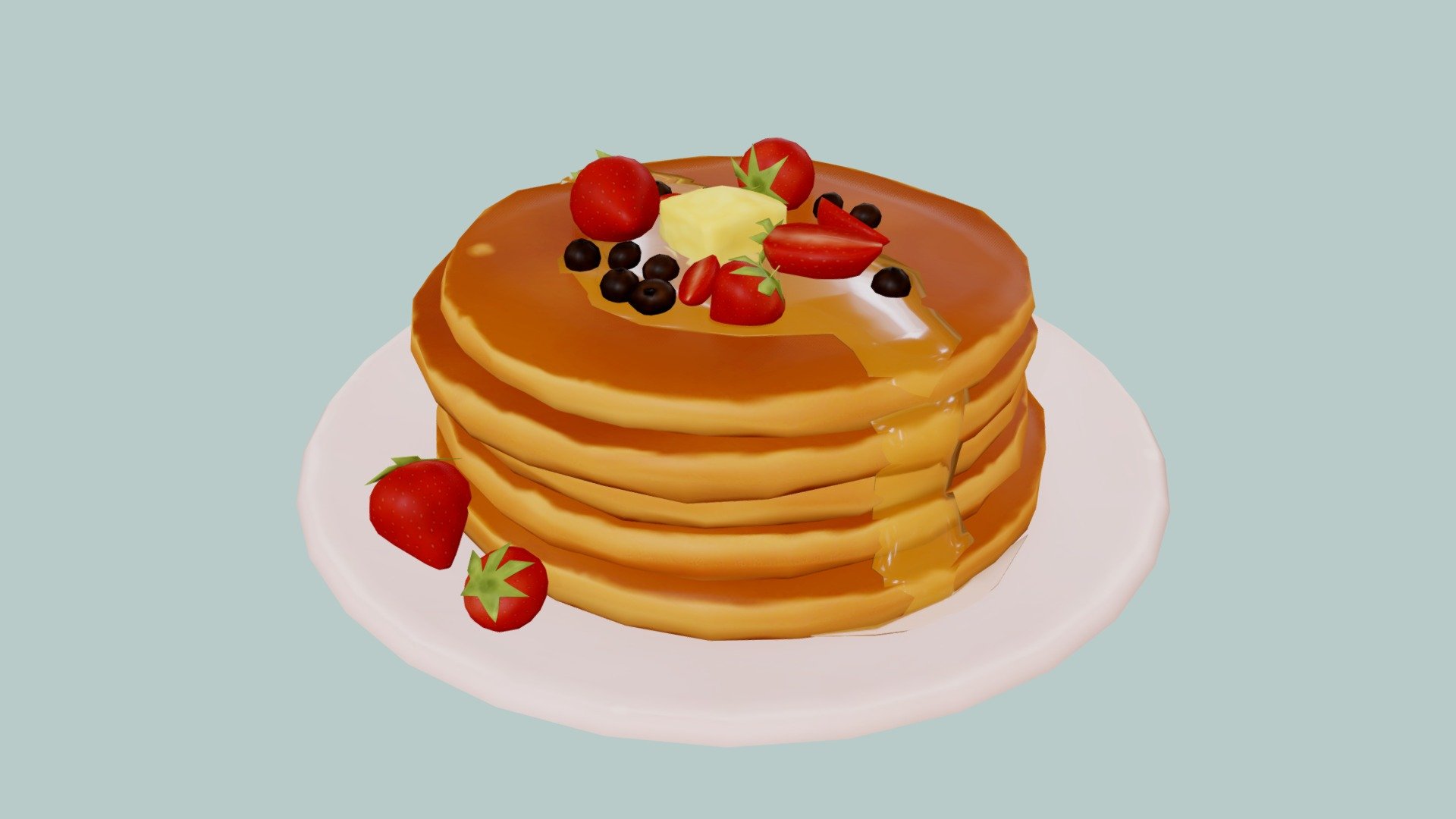 Handpainted pancakes
3 parts:
honey
pancakes
plate
 - Pancakes - 3D model by Crazy_8 (@korboleevd) 3d model