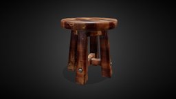 Wood Stool stool, vintage, retro, seat, old, substancepainter, substance, chair, wood, interior