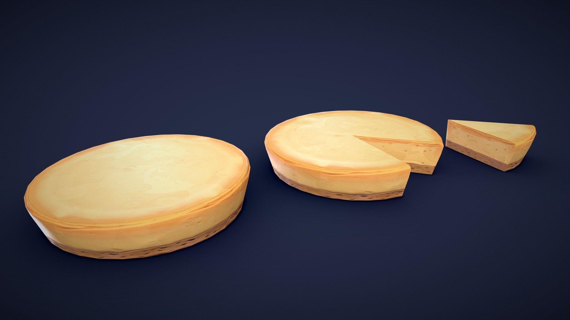 Are you looking for a cheesecake to add to your project? Look no further than this 3D asset pack. All models are low-poly and optimized for performance and quality. Whether you’re creating a bustling bakery scene or adding a unique touch to your game environment, these assets will add some detail to your project!🍰

Model information:




Optimized low-poly assets for real-time usage.

Optimized and clean UV mapping.

2K and 4K pbr textures for the assets are included.

Compatible with Unreal Engine, Unity and similar engines.

All assets are included in a separate file as well.
 - Stylized Cheesecake - Low Poly - Buy Royalty Free 3D model by Lars Korden (@Lark.Art) 3d model