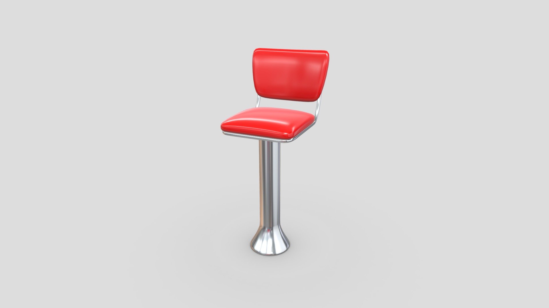 Retro bar stool 3D model that I made using Blender. This bar stool has a square, plastic seat and a metallic base. It also has a back rest which is attached to the seat. The materials used have been baked into PBR textures to create one PBR material.

Features:




Includes 1 retro bar stool 3D model

Made using 2K PBR textures in PNG format and uses the metalness workflow

Model has been manually UV unwrapped

Textures can be scaled down and edited

Blend file has pre-applied materials/textures with camera and lighting setups 

Model exported in FBX, OBJ, GLTF/GLB, DAE/Collada file formats 

Includes GLTF file type instructions and help document 

Includes rendered images, wireframes, and extras

Included Textures:




AO, Diffuse, Roughness, Gloss, Metallic

UVLayout

The source file is uploaded in FBX format and is used for demonstration. In the additional file you will find all model exports and the textures that go along with them 3d model