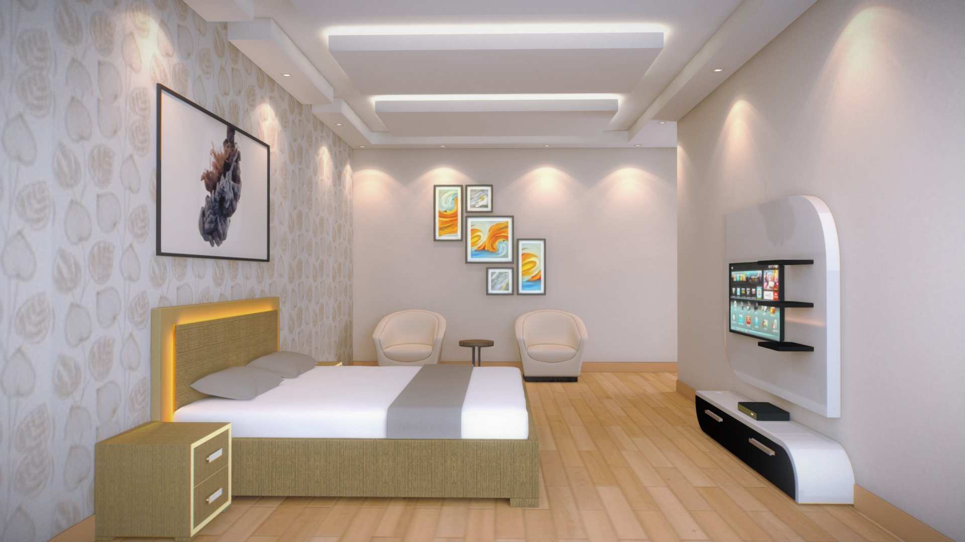 general test for room ligthing - Bedroom Interior - Download Free 3D model by ankitk2618 3d model