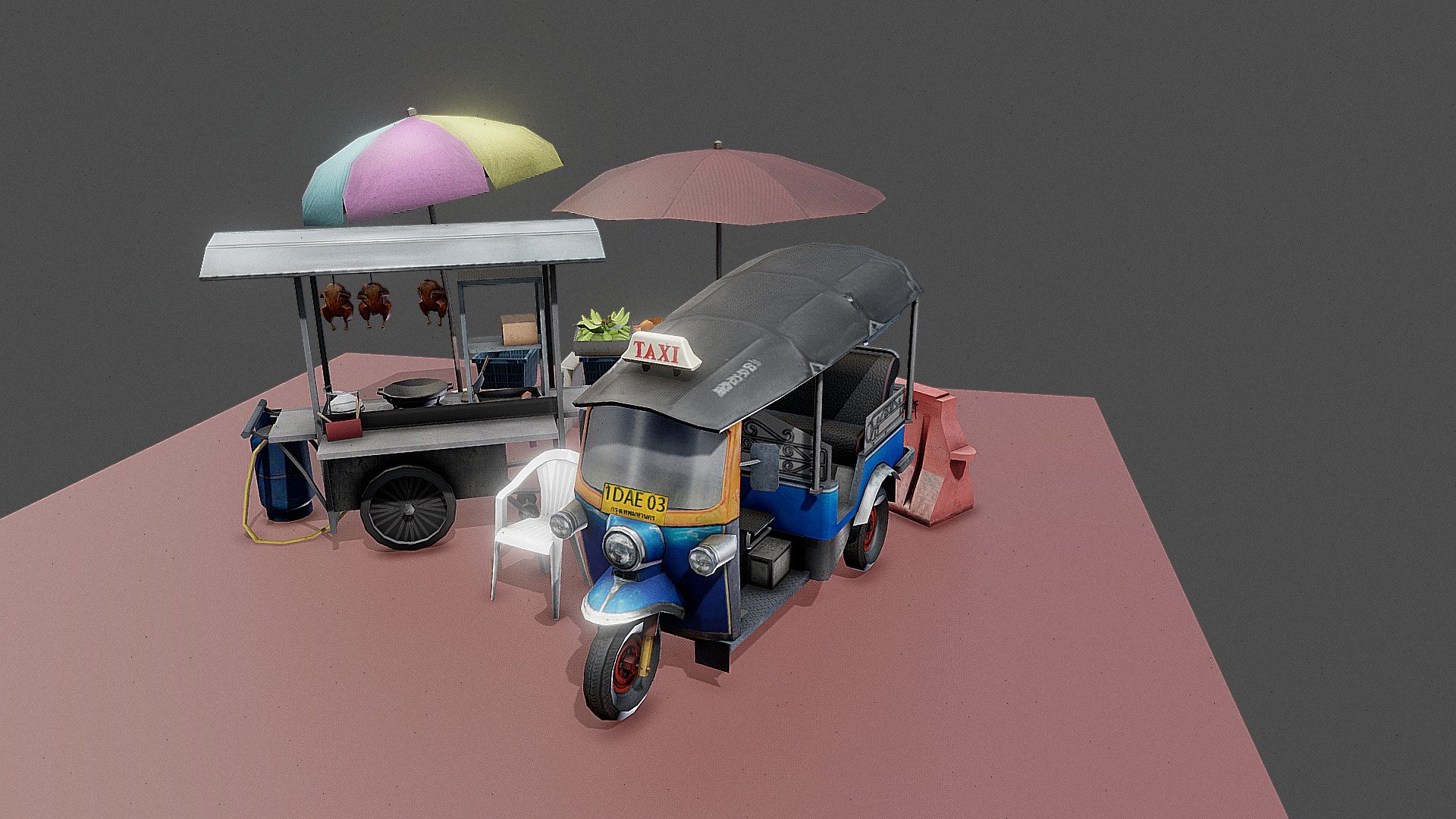 Tuktuk you see in streets of India and Thailand - Tuktuk and Props - 3D model by RGB (@DF-BHD_Remake) 3d model