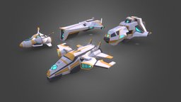 Sci-fi Space Aircrafts fighter, sci, fi, starfighter, collection, vr, ar, aircraft, jet, game, scifi, low, poly, plane, ship, space, spaceship