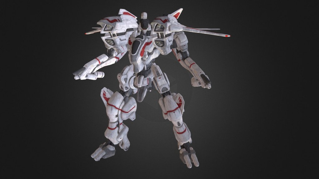 A low poly, speed-build model of an anime-inspired mecha 3d model