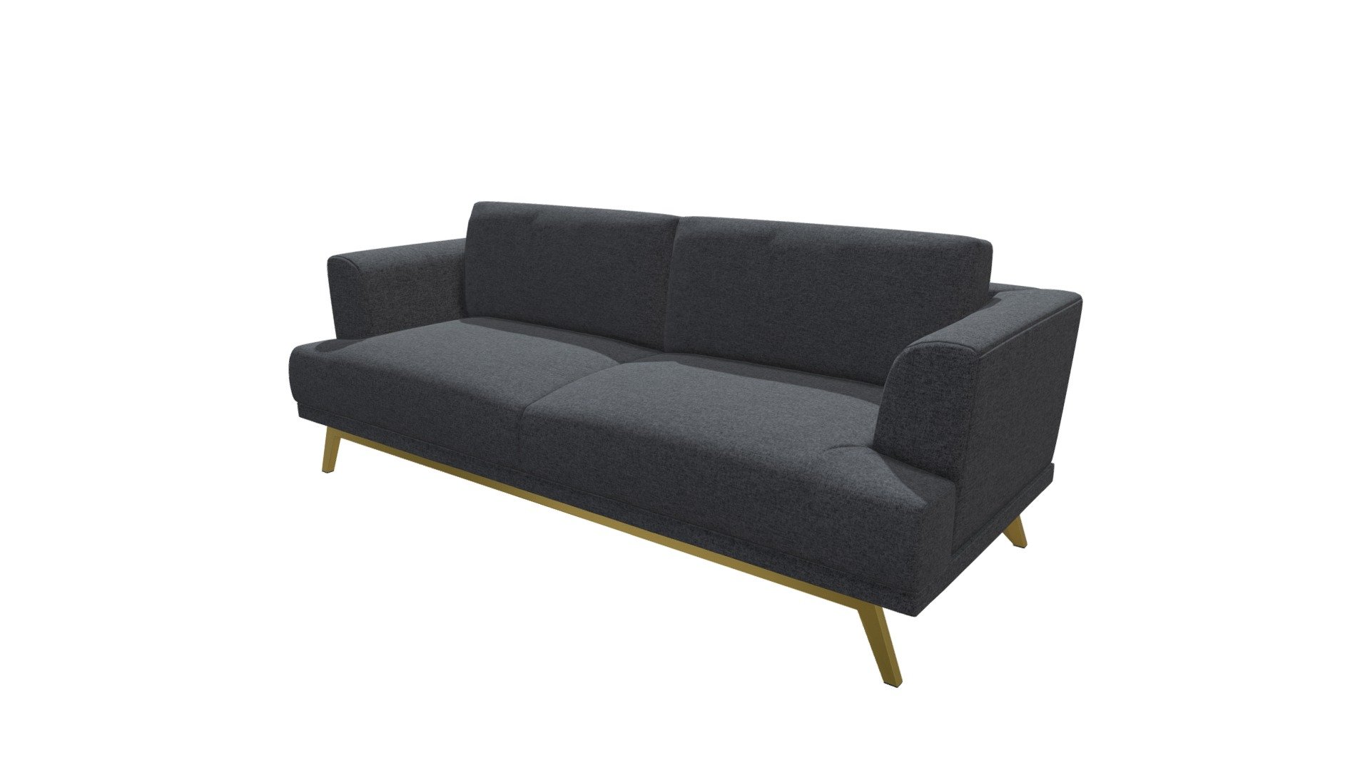 Crisp clean lines on the Surreptitious Sofa create a slim profile featuring a soft rounded arm, plush box style seat /back cushions for all day comfort. Upholstered in Grey felt style poly-linen fabric and accented by a brilliant Gold finished stainless steel base.   www.zuomod.com - Surreptitious Sofa Gray - 100698 - Buy Royalty Free 3D model by Zuo Modern (@zuo) 3d model