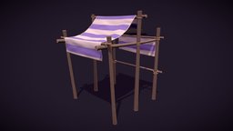 Stylized Small Market Stall wooden, medieval, market, stall, props, ue4, unrealengine, pbr, stylized, gameready, ue5