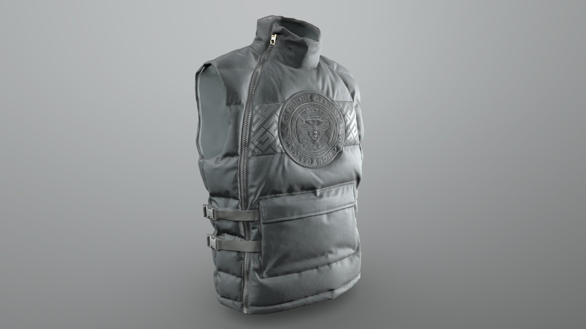 Realistic high detailed Vest model with high resolution textures. 
Model created by our unique semi-automatic scanning technology

Optimized for 3D web and AR / VR

=======FEATURES===========

The units of measurement during the creation process were milimeters.
Clean and optimized topology is used for maximum polygon efficiency.
This model consists of 1 meshes. 
The model has 2 materials
Includes high detailed normal map

Includes High detail 4096x4096 .png textures (diffuse (base color), Roughness, Metallness, Normal) 
60k polygons - Glorious Gangsta BAZIN GILLET - Vest - Black - Buy Royalty Free 3D model by VRModelFactory 3d model