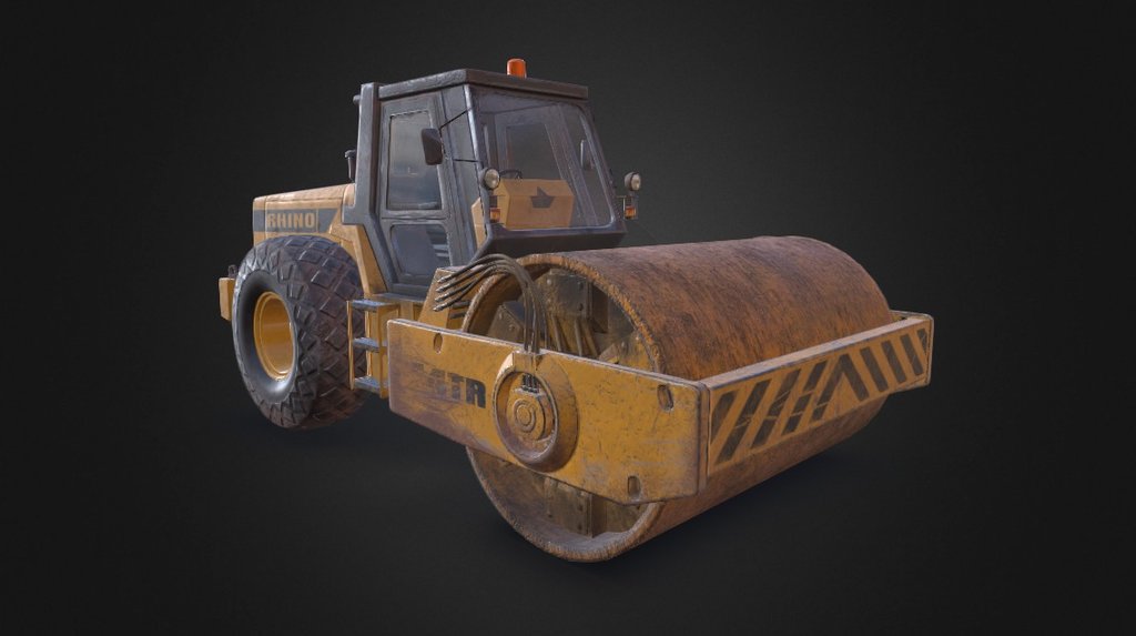 A realistic style road roller, created as part of my game art design degree course 3d model