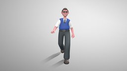 Stylized Man Teacher school, games, unreal, mixamo, game-ready, teacher, unity, blender, animated, male, rigged
