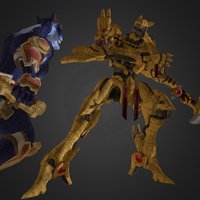 Djaso VS Guardian ancient, guardian, jump, swords, fantasy, robot