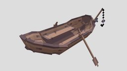 Fishing Boat (Low-poly) fishing, pixel-art, blockbench, low-poly, minecraft, voxel, boat, fishing-boat-colored