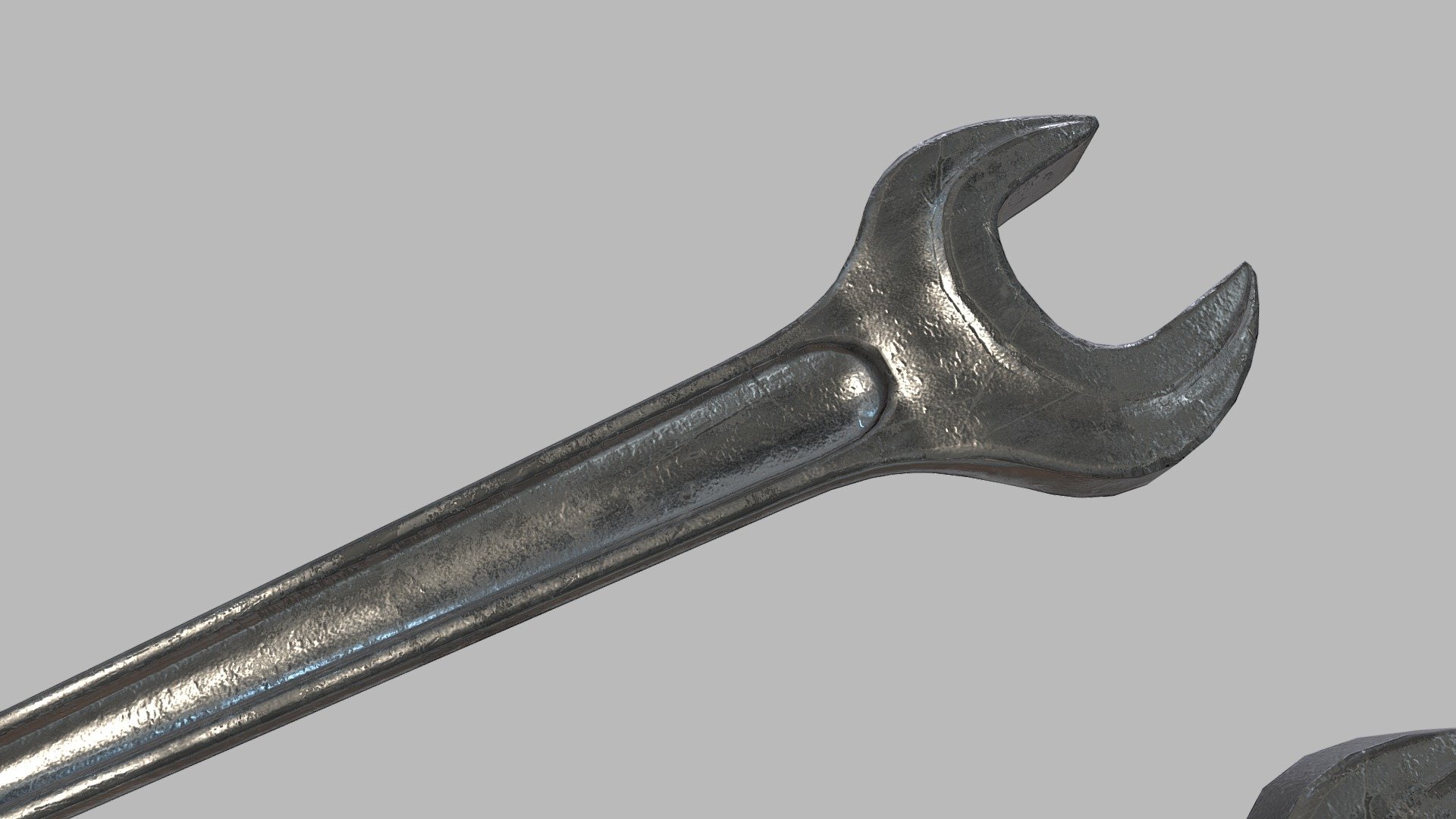 Single Open End Spanner Wrench PBR Game Ready low-poly 3d model ready for Virtual Reality (VR), Augmented Reality (AR), games and other real-time apps.

Ideal for realism art, good to use during fights, riots, survival, repair, crime etc.

This model has 2 LODs for versatility.

LOD0 triangles: 3156
LOD1 triangles: 440
LOD 0 is subdividable for higher polycount.

Texture maps:
- 1 Albedo (filename_BC)
- 1Normal (filename_N)
- 1 Metallic (filename_M)
- 1 Roughness (filename_R)
- 1 Ambient Occussion (filename_AO) - Single Open Ended Spanner Wrench PBR Game Ready - Buy Royalty Free 3D model by artssionate 3d model