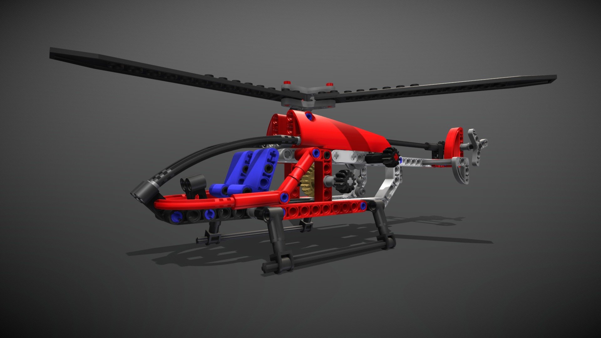 An old project of a Lego Technic Helicopter made with Pro Engineer Wildfire 2.0. A 3d printable CAD model transferred to 3ds Max and prepared as a game asset 3d model
