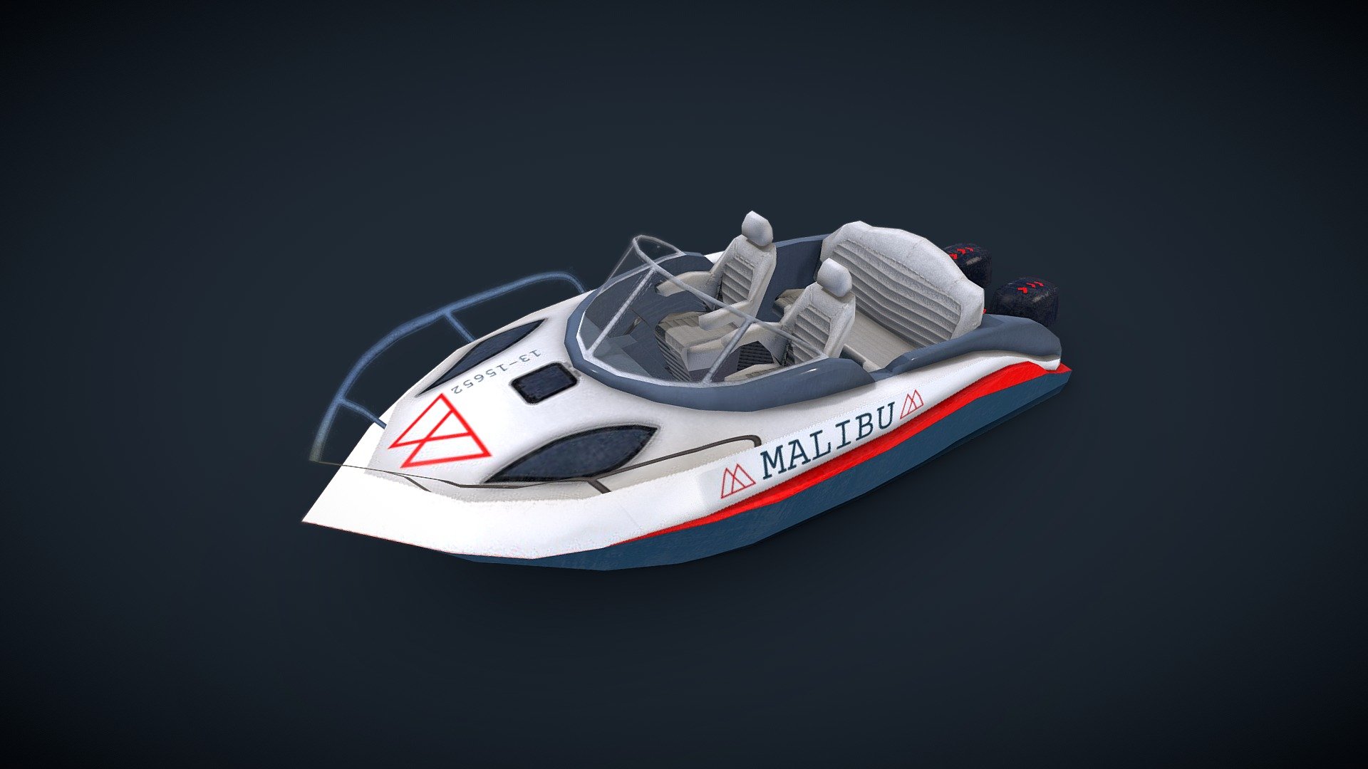 Low-poly boat model 3d model