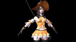 Witch2 rpg, people, medieval, cast, spell, woman, sorceress, charmer, character, girl, game, pbr, lowpoly, witch, halloween, rigged, magic