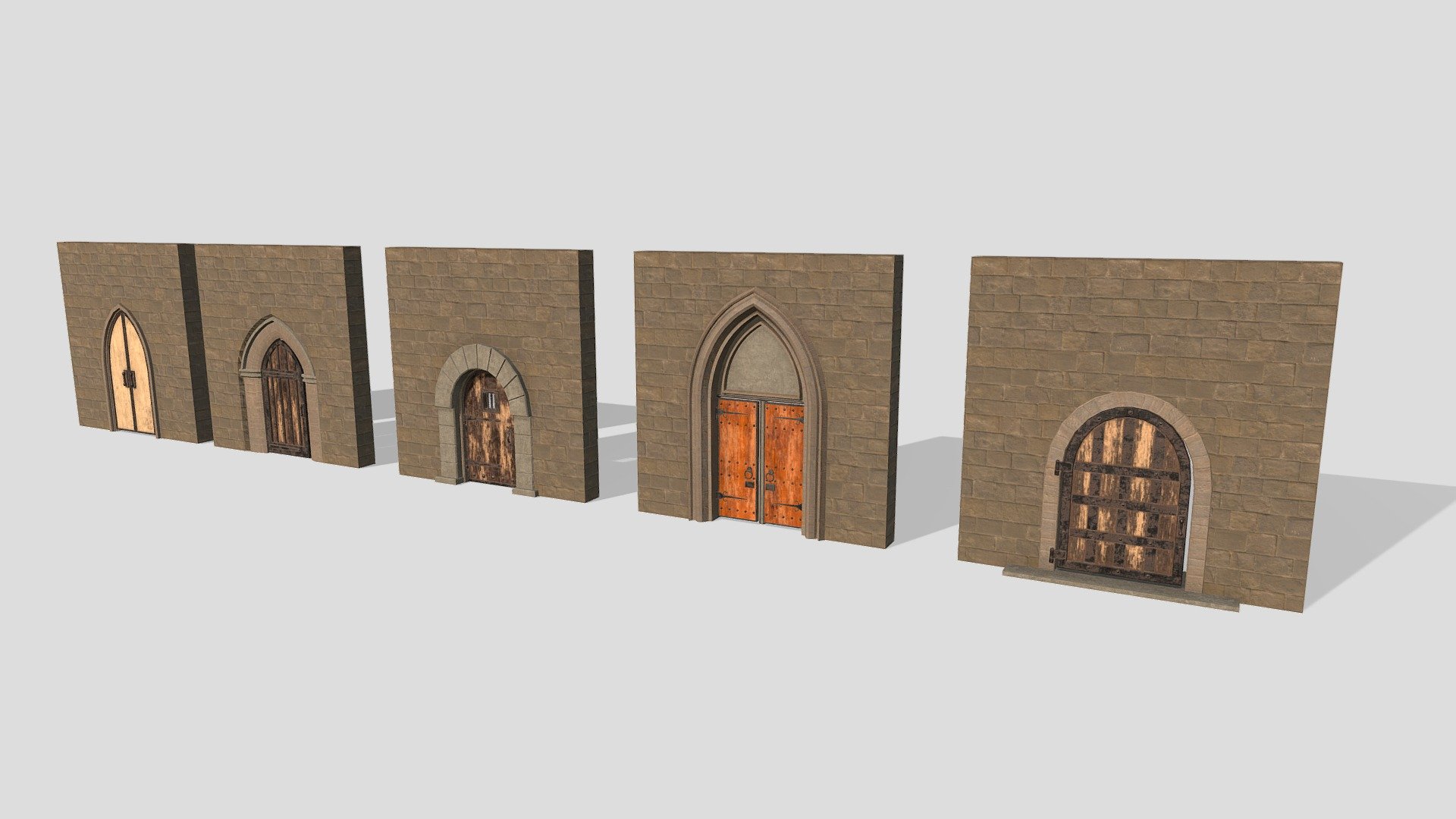 Collection of 5 PBR Doors well suited for medieval scenes - Doors1 - Buy Royalty Free 3D model by studio lab (@leonlabyk) 3d model