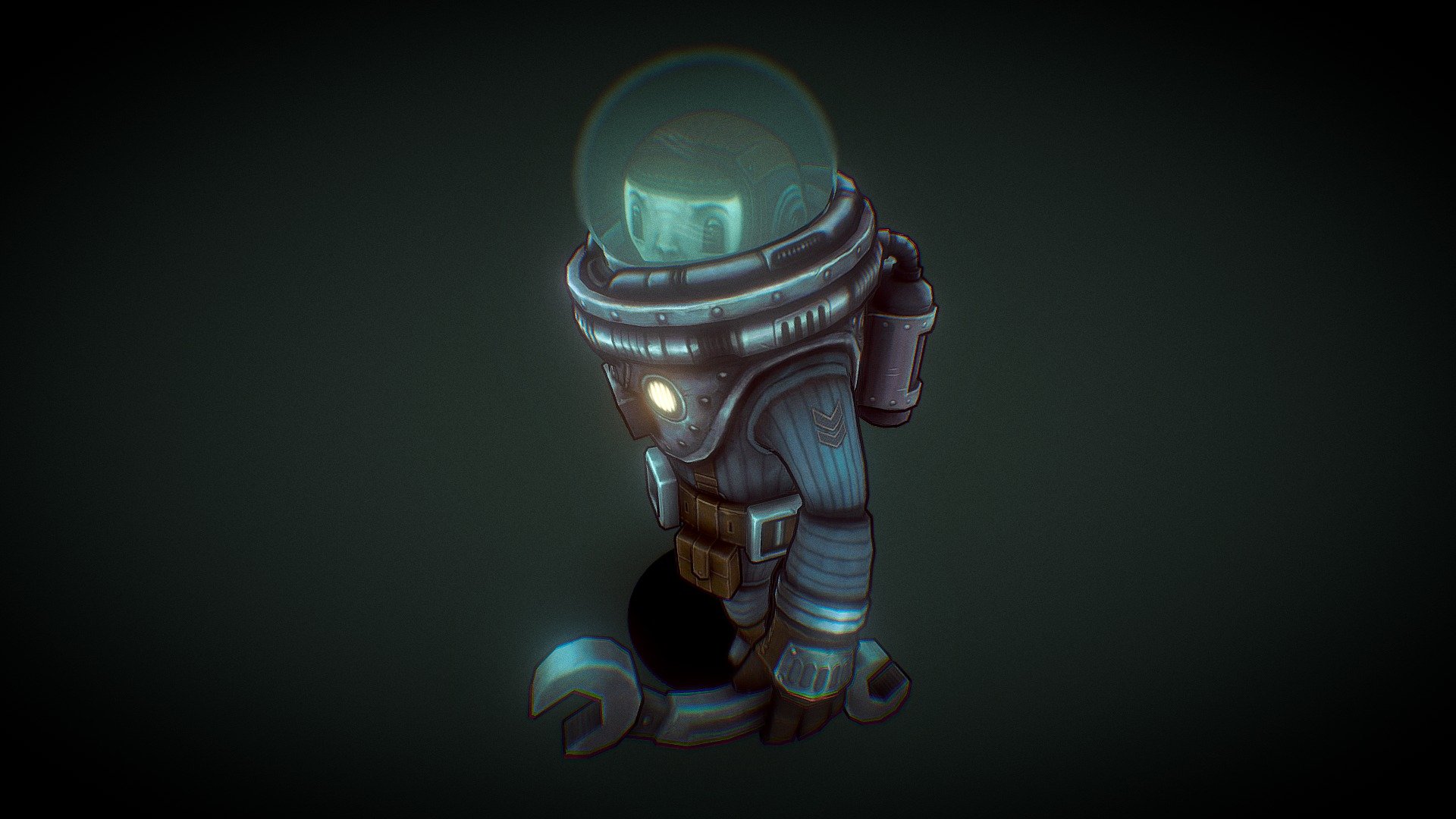 A brave cosmonaut, equipped with spanner and utility belt.
Class: engineer 

Software:
Modeling in Maya
Stylized texturing in Substance Painter - космонавт - 3D model by Réplhka (@replhka) 3d model