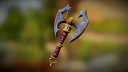 Handpainted War Axe weapon, handpainted, game, lowpoly, axe