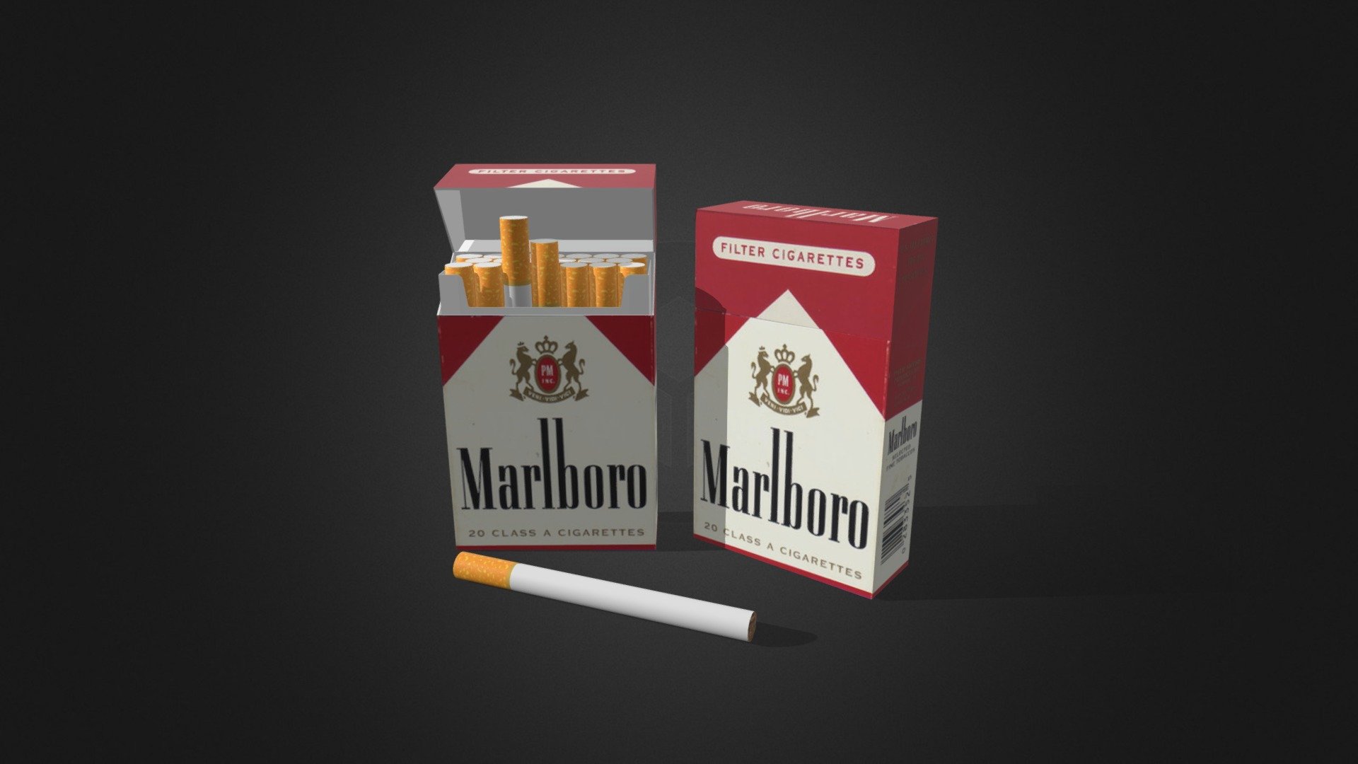 Includes both Opened and Closed Marlboro Packs, the cigarettes inside the opened pack can be taken out of it and be placed anywhere else, however, the model also includes a single cigarette out of the box.

It was fully modeled and rendered in Blender (Version 2.80)

I hope you like it!


Features:
- Model is fully textured with all materials applied.
- All textures and materials are included in the zip folder.
- Everything is named and organized properly


File Formats:
- blend (Original file)
- OBJ (Multi Format)
- FBX (Multi Format)

Buy it here:
https://bit.ly/3gGE4s0 - Cigarettes Pack Opened and Closed - 3D model by amurin 3d model